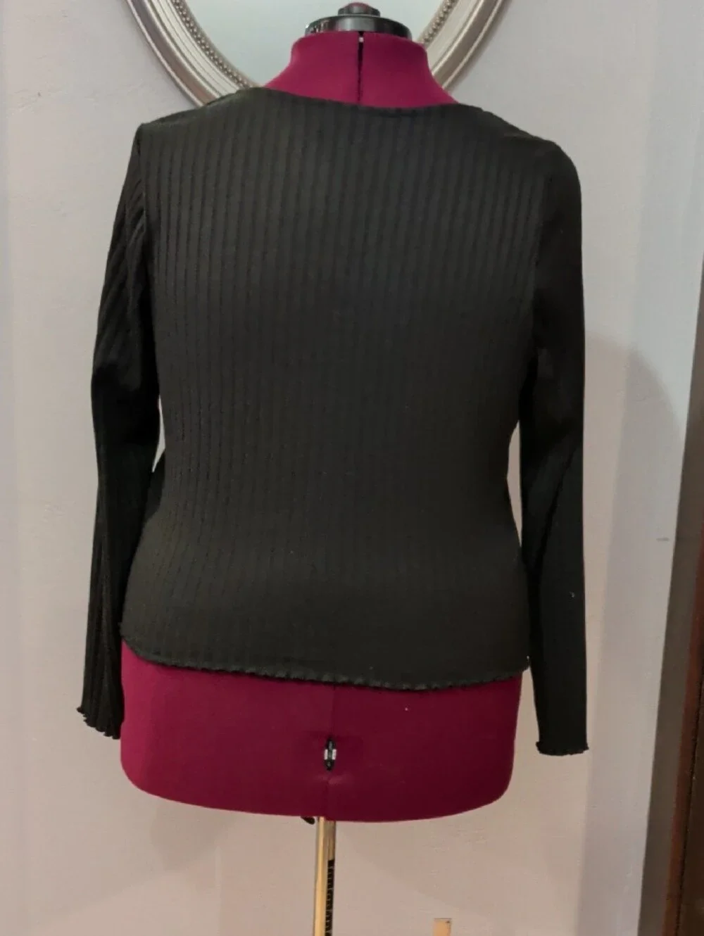torrid Black Ribbed Square-Neck Long Sleeve Top